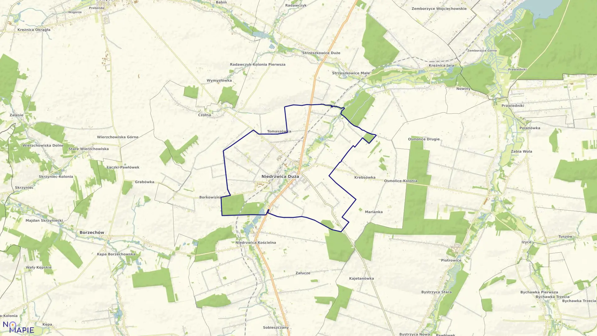 Mapa obrębu NIEDRZWICA DUŻA w gminie Niedrzwica Duża