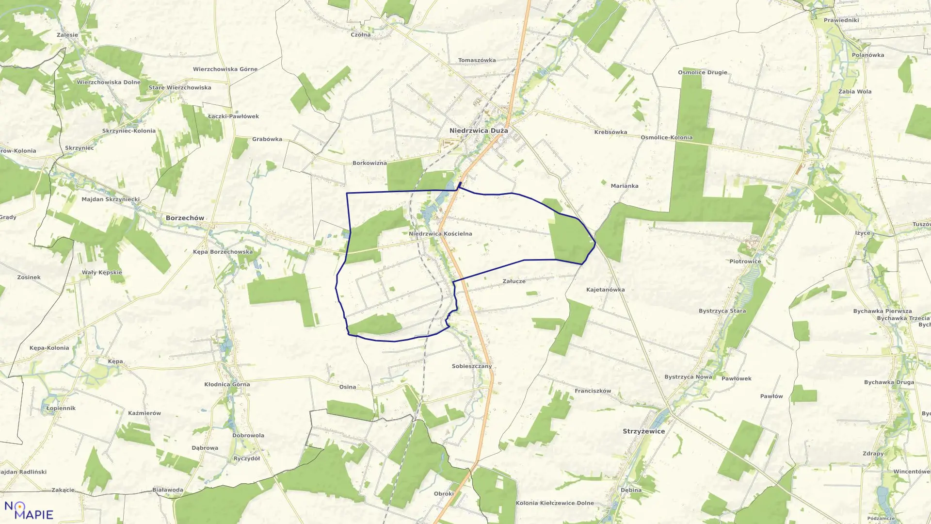 Mapa obrębu NIEDRZWICA KOŚCIELNA w gminie Niedrzwica Duża