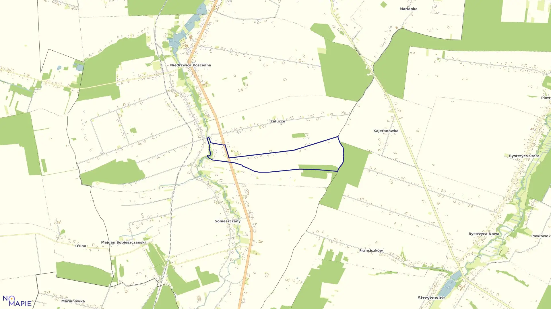 Mapa obrębu NIEDRZWICA KOŚCIELNA-KOLONIA w gminie Niedrzwica Duża