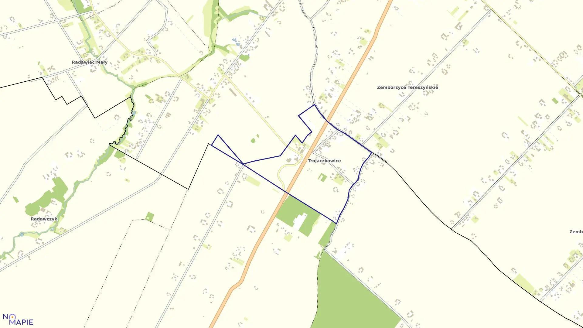 Mapa obrębu TROJACZKOWICE w gminie Niedrzwica Duża